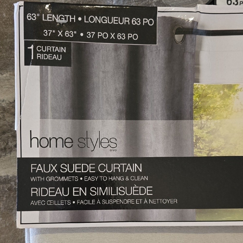 Faux Suede Curtain - Cream - Picture 2 of 3